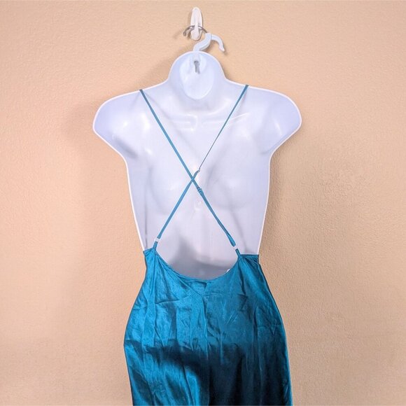 Vintage 90s Victoria's Secret Gold Label Chemise Slip Dress 100% Silk sz L Slit - Picture 3 of 8